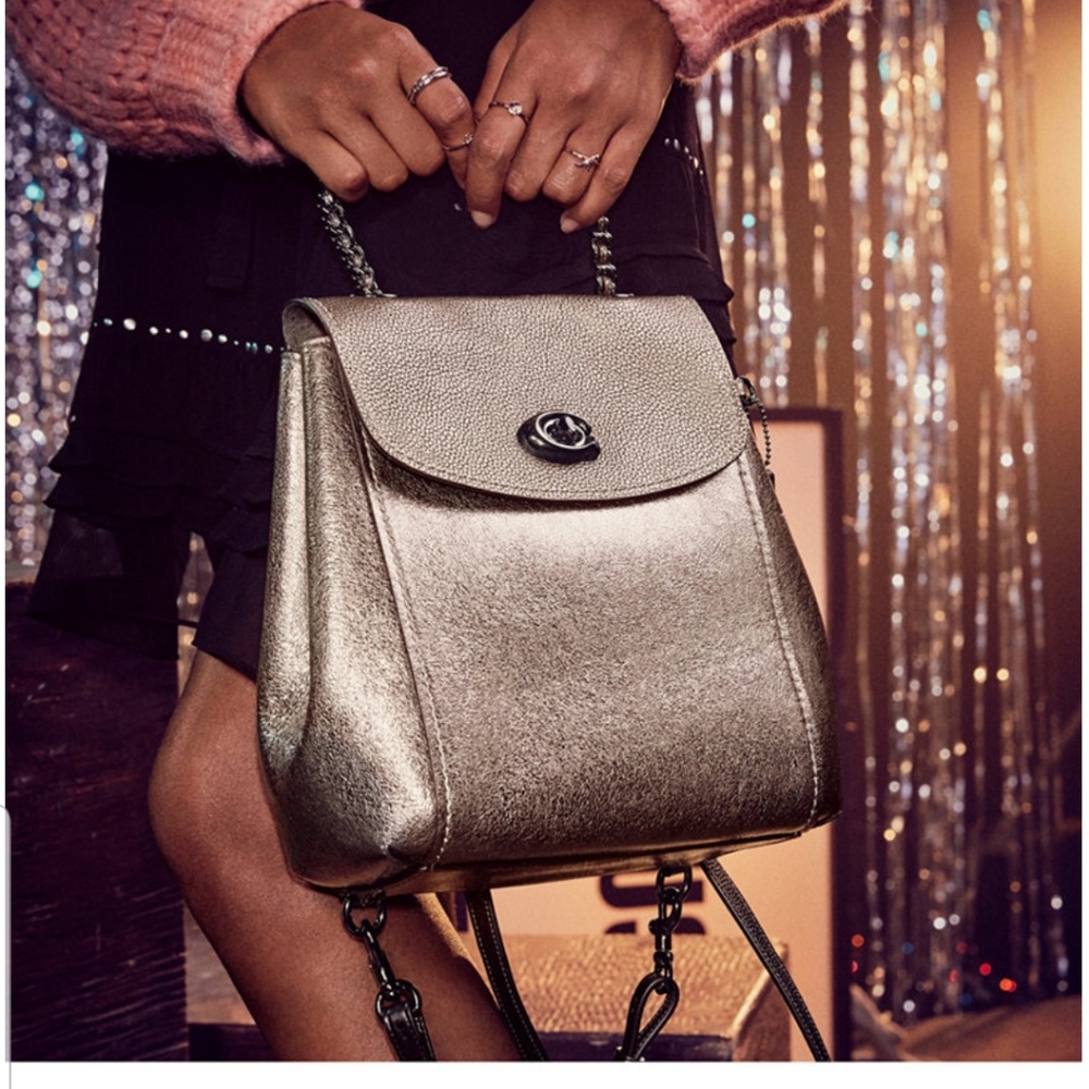 Metallic parker convertible backpack leather